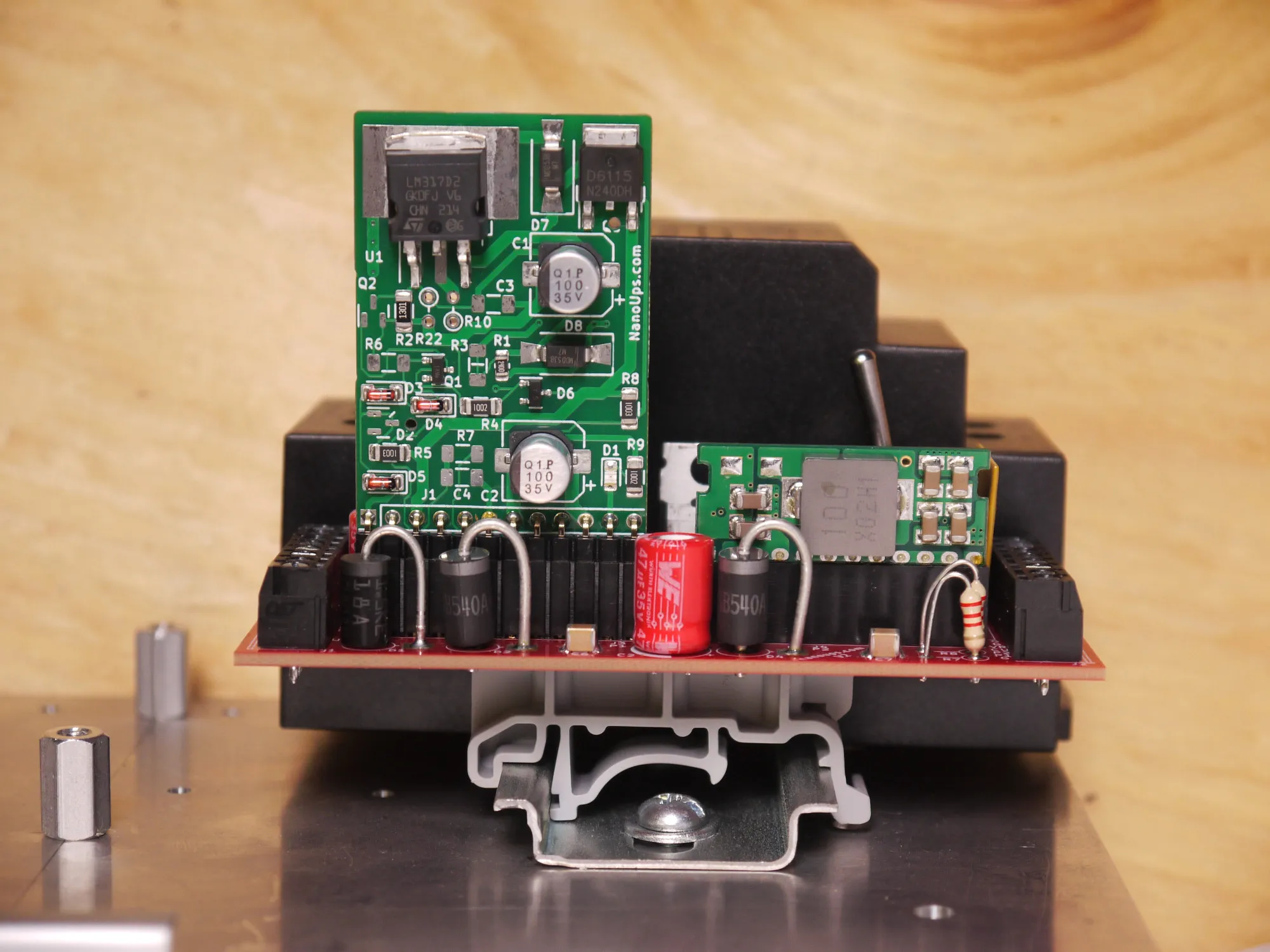 NanoUPS DIN mounted with LM317 & P783F Modules